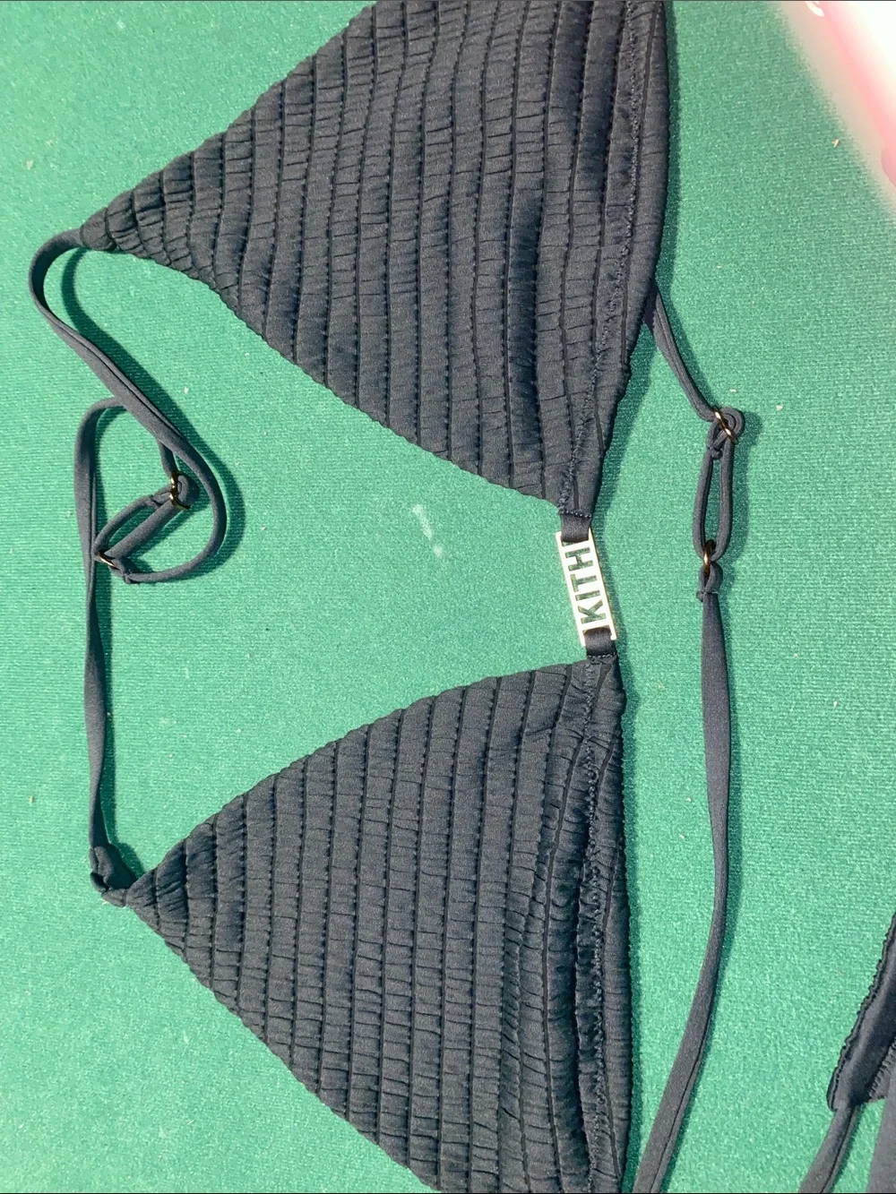 Kith Women's dk green Textured Triangle Bikini Set